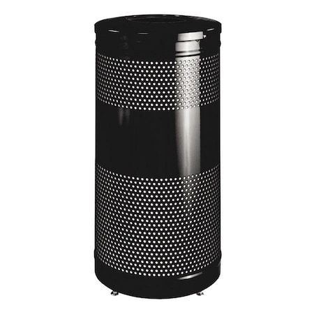 Rubbermaid Commercial 25 gal Indoor Metal Can, Black, Steel; Plastic, 18 in RCPS3ETBKPL